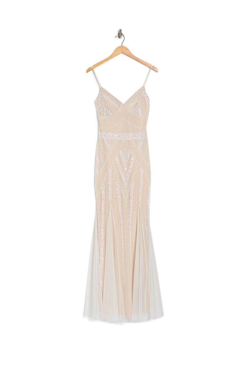 Marina Beaded V-Neck Gown, Alternate, color, 