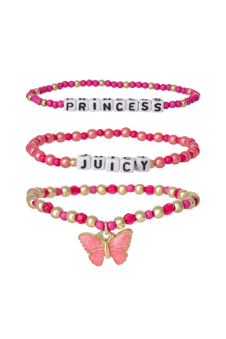 Kids Beaded Bracelet Set, Main, color, pink, red
