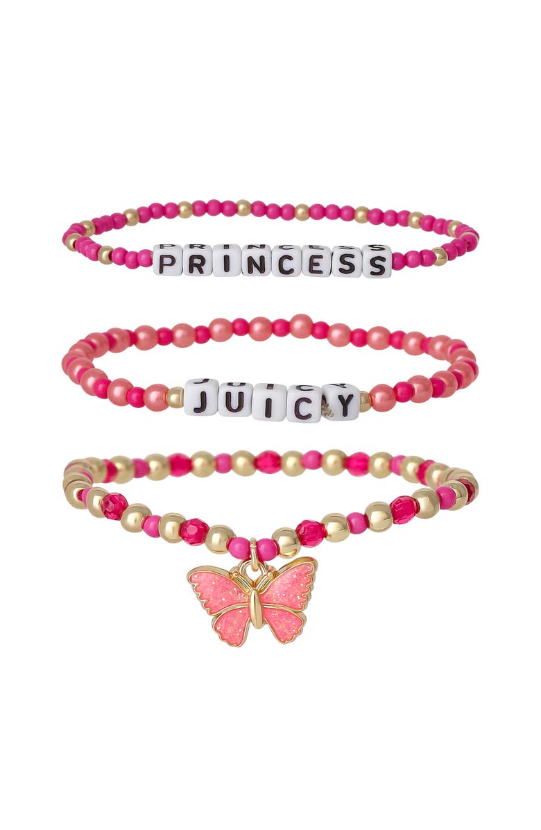 Juicy Couture Kids Kids Beaded Bracelet Set, Main, color, Pink, Red