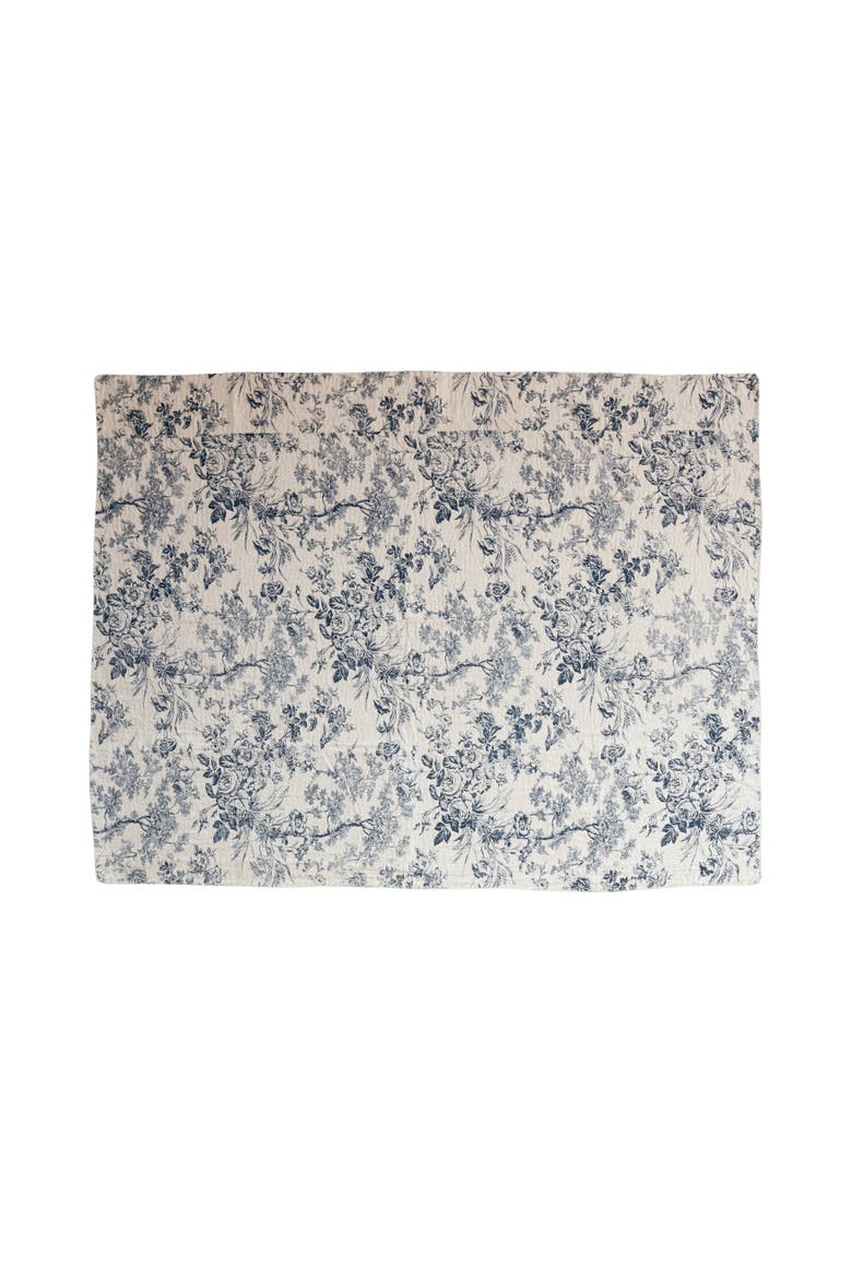 Toile Pattern Cotton Chambray Throw, Blue and White, Main, color, Blue