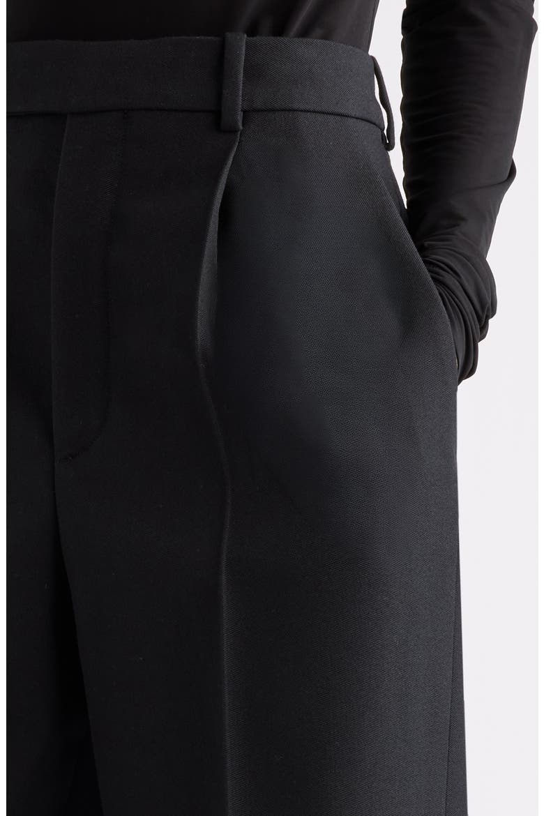 Pleated Wide Leg Wool Trousers, Alternate, color, NOIR