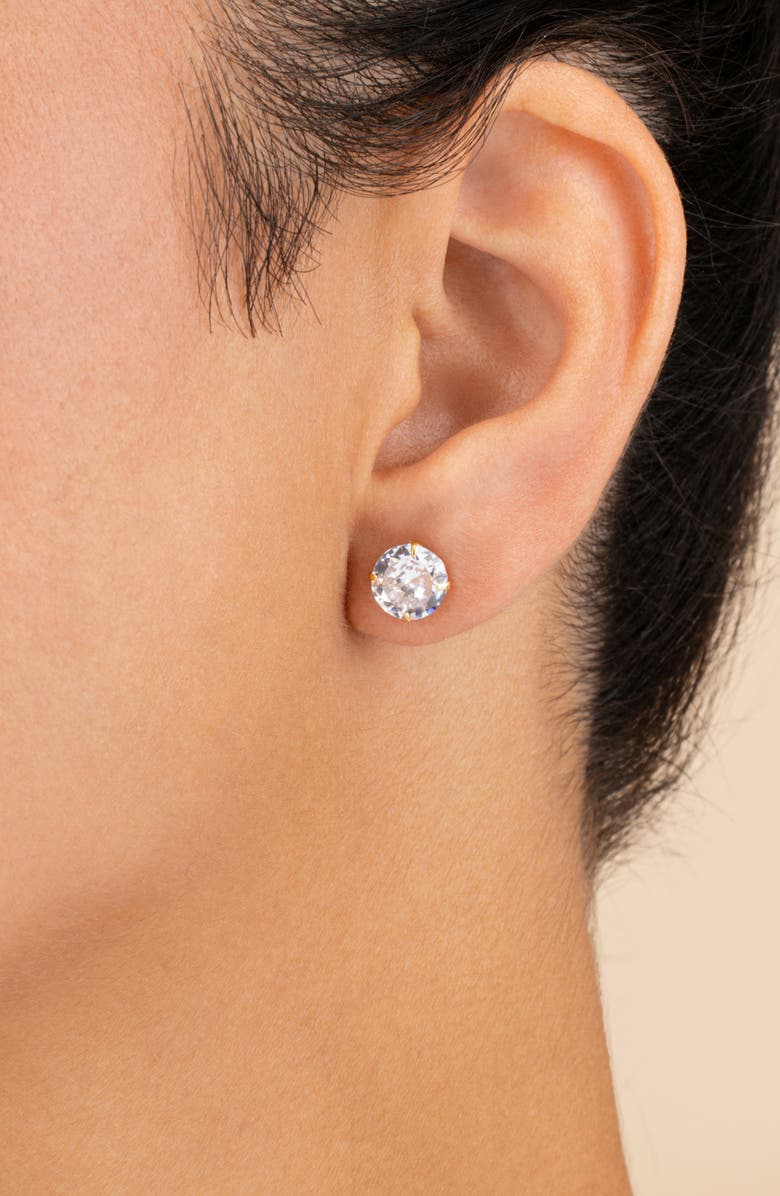 Sterling Forever CZ Stud Earrings, Alternate, color, Gold