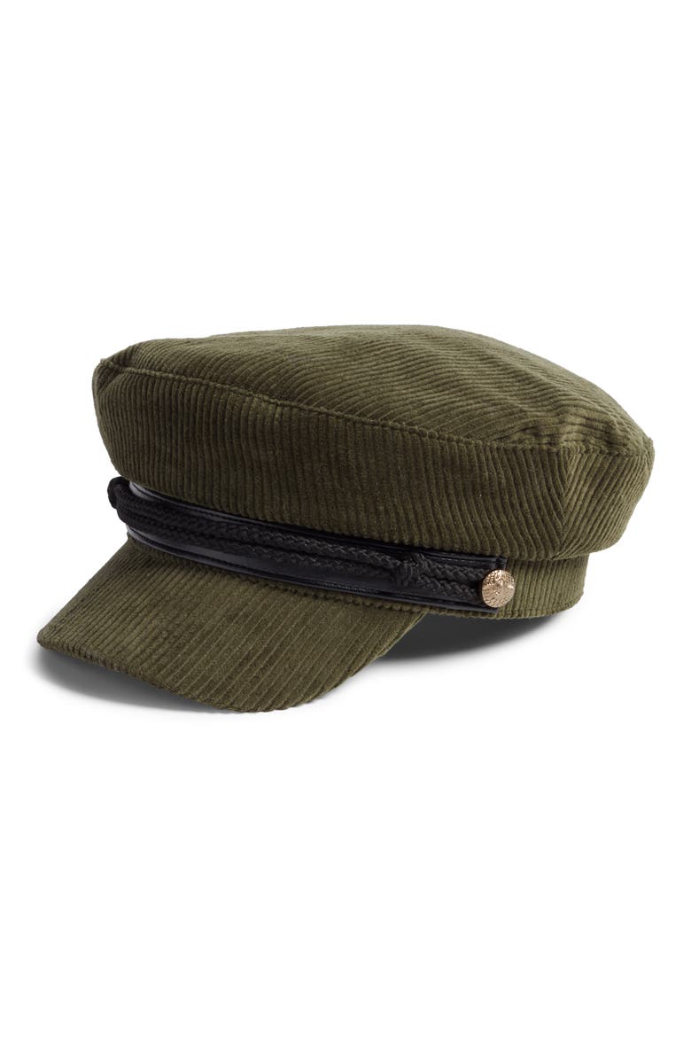 Corduroy Baker Boy Hat, Main, color, OLIVE