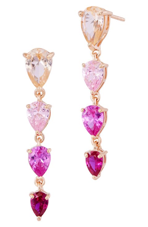 Graduated Pear Linear Drop Earrings