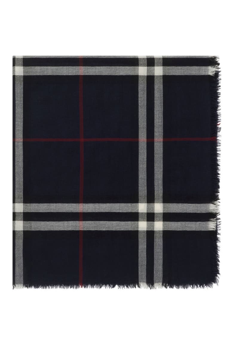 Giant Check Lightweight Wool Scarf, Alternate, color, INK BLUE