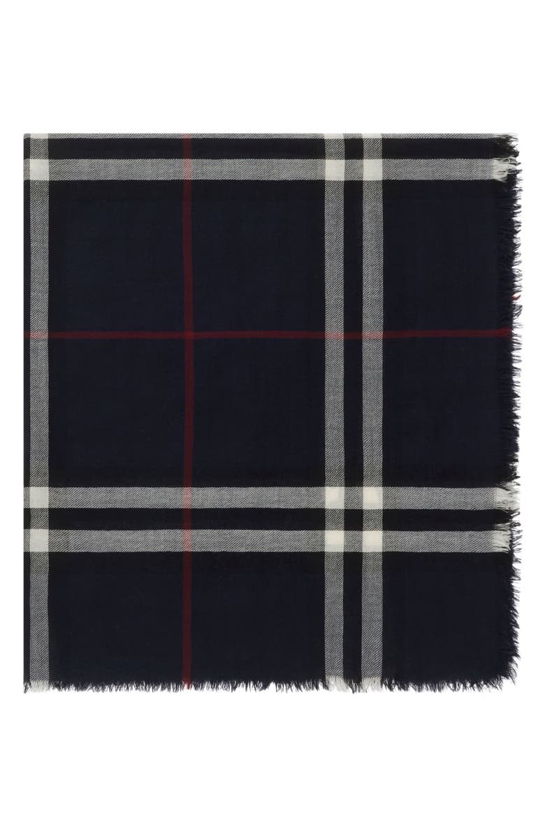 Burberry Giant Check Lightweight Wool Scarf, Alternate, color, Ink Blue