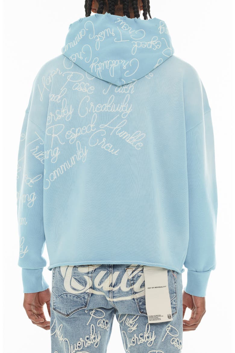 Logo Cotton Hoodie, Alternate, color, BLUE GLOW