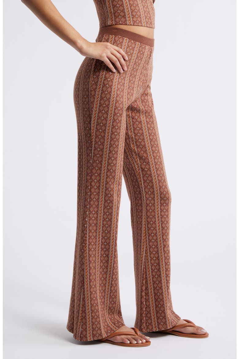 San Carlos Mixed Print Jacquard Flare Pants, Alternate, color, BROWN