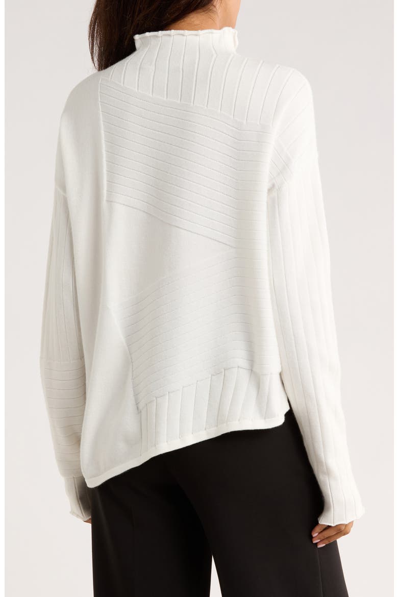 Mock Neck Asymmetric Hem Sweater, Alternate, color, OFF WHITE