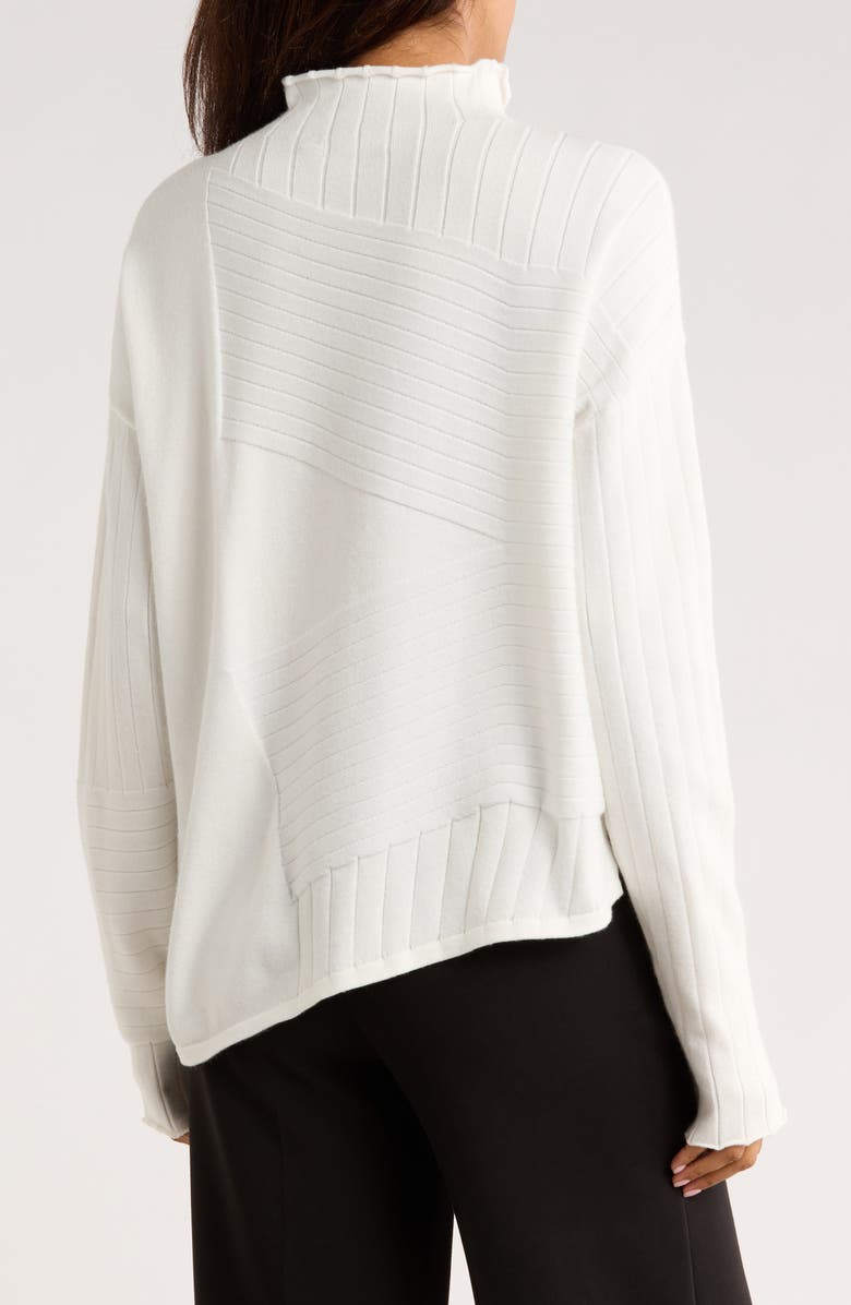 PATRIZIA LUCA Mock Neck Asymmetric Hem Sweater, Alternate, color, Off White