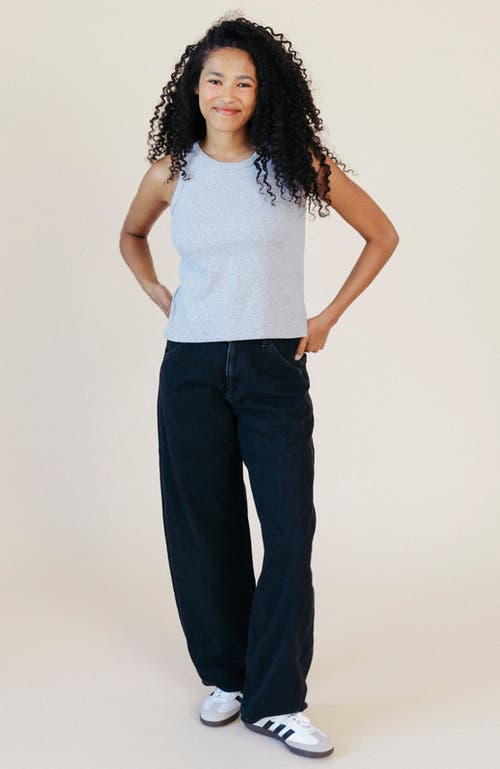 Poplinen Plus Charlie Ribbed Tank In Gray