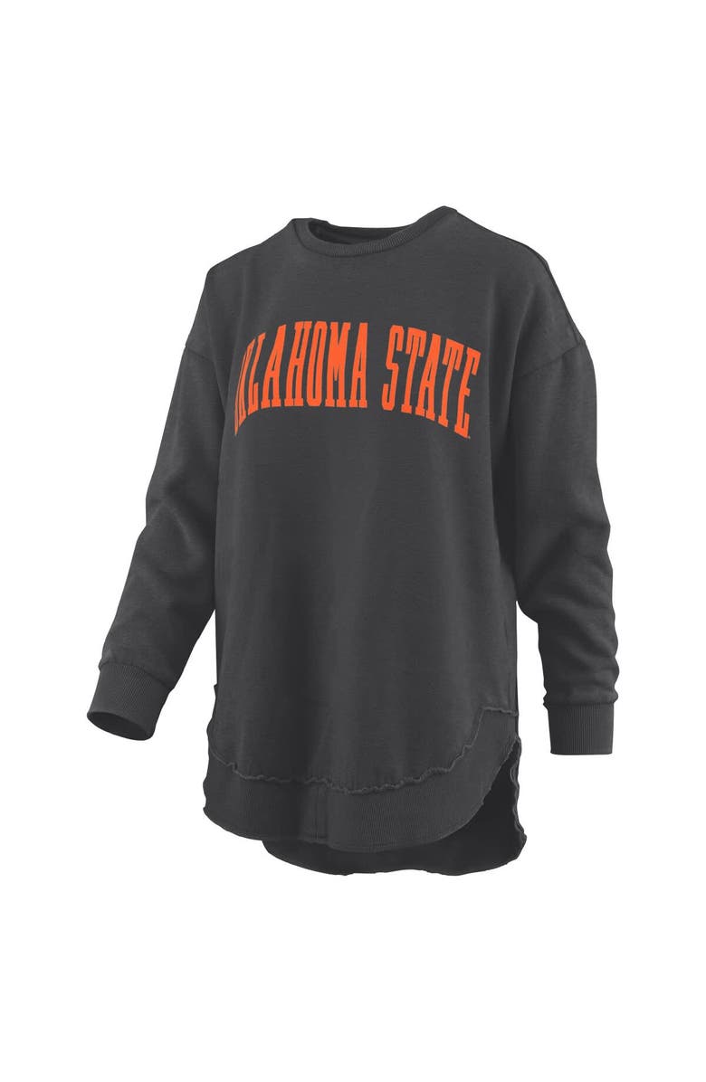 PRESSBOX Women's Pressbox Black Oklahoma State Cowboys Melange Poncho Vintage Fleece Long Sleeve Pullover Sweatshirt, Alternate, color, Black