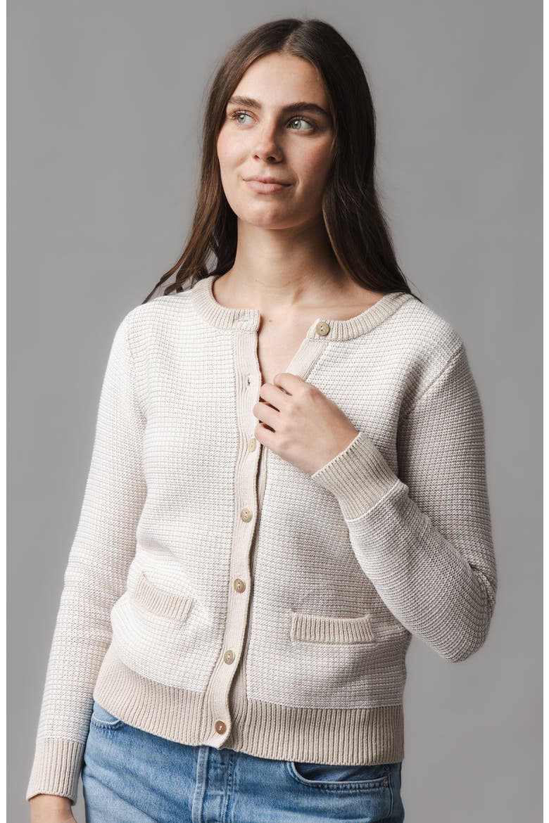 Organic Tweed Stitch Sweater Cardigan, Alternate, color, Natural Tweed