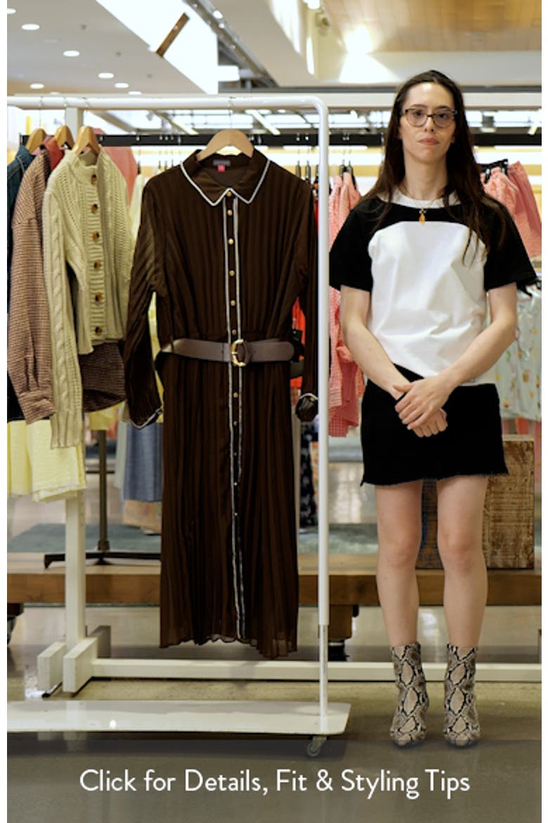 Piping Plissé Button-Up Midi Shirtdress video