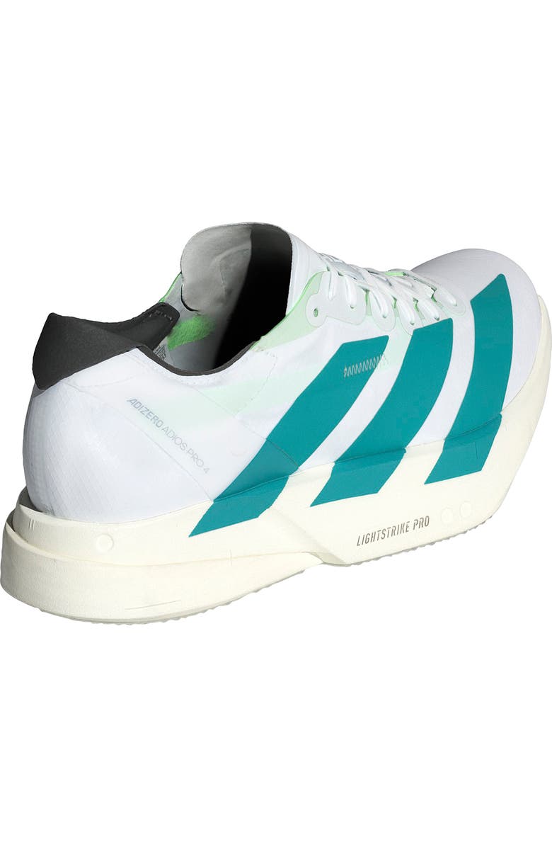 adidas Gender Inclusive Adios 9 Pro 4 Running Sneaker, Alternate, color, White/ Pure Teal/ Carbon