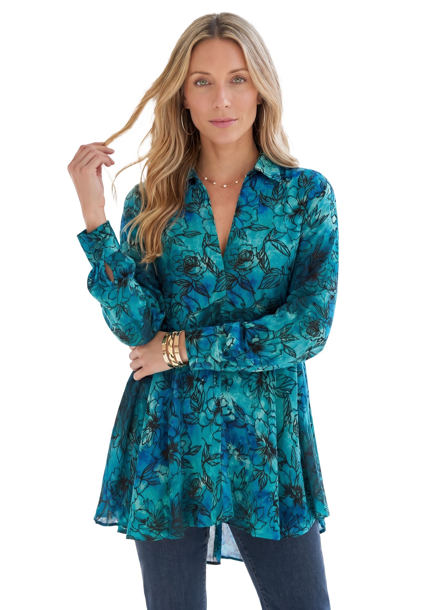 DEEP TURQUOISE TIE DYE FLORAL