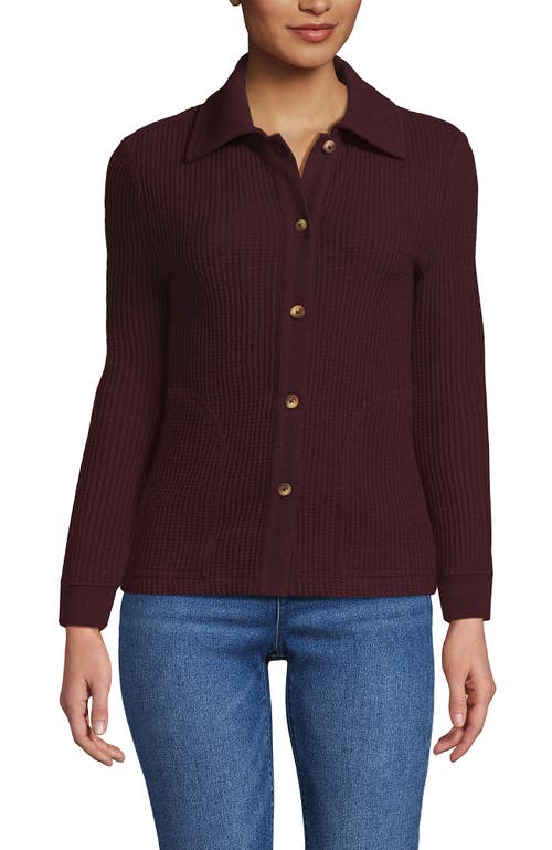 Lands' End Waffle Relaxed Long Sleeve Shirt Jacket In Brown