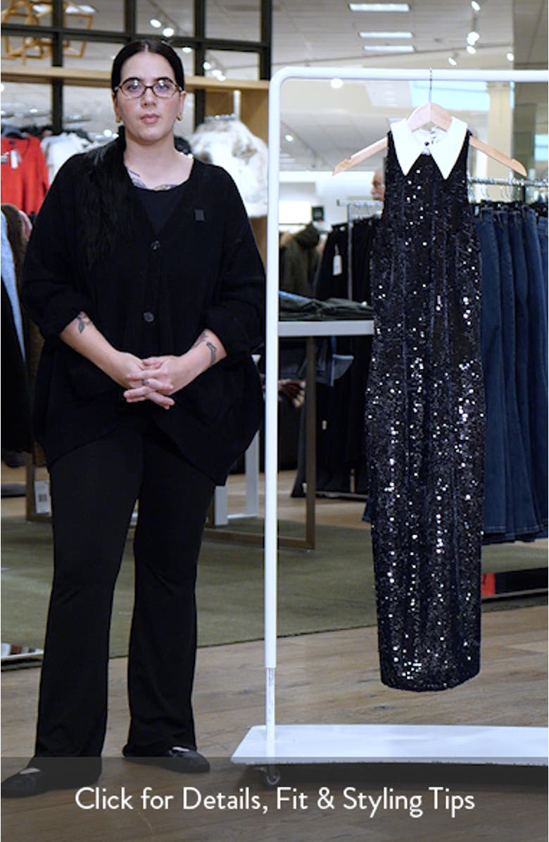 Lilith Sequin Poplin Collar Sleeveless Midi Dress, sales video thumbnail