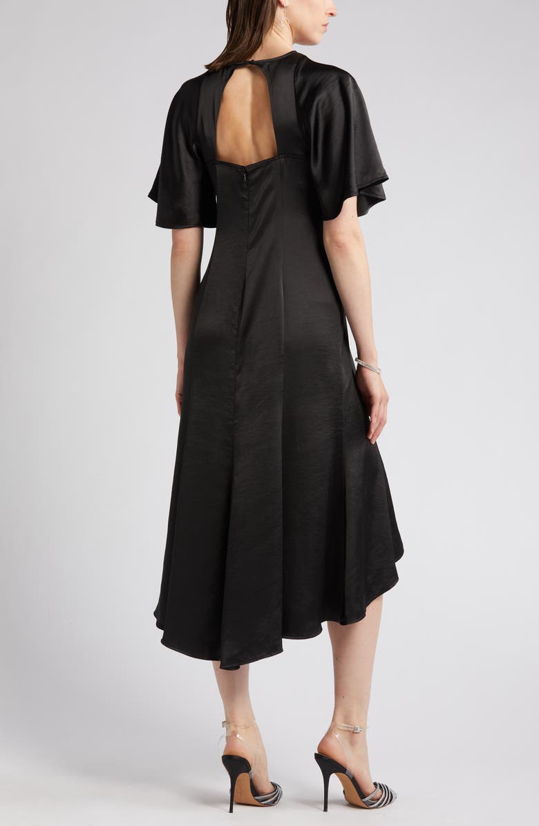Chelsea28 Flutter Sleeve High-Low Satin Midi Dress, Alternate, color, 