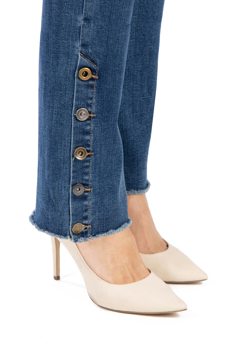 Button Detail Raw Hem Bootcut Jeans, Alternate, color, RATURE
