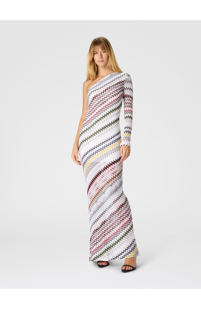 Missoni One-shoulder Viscose And Cotton Gown, Alternate, color, Green& Brown