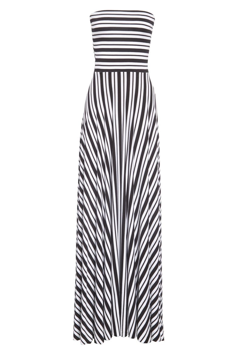Stripe Strapless Maxi Dress (Nordstrom Exclusive), Alternate, color, BLACK/ WHITE STRIPE