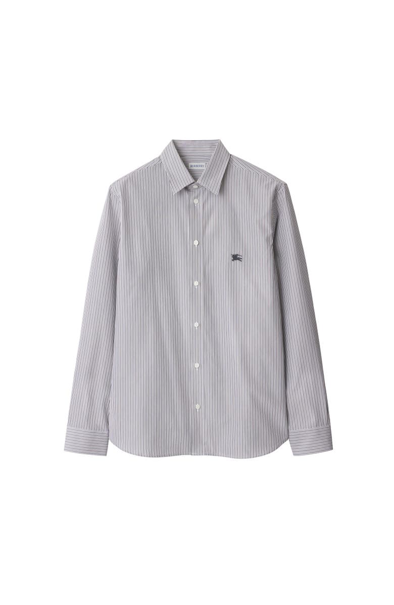 Burberry Regular Fit Striped Cotton Shirt, Alternate, color, Black/White