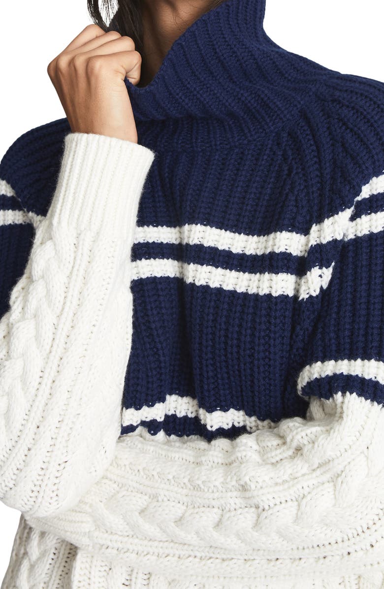 Reiss Scarlett Colorblock Mix Stitch Cotton & Wool Blend Sweater, Alternate, color,