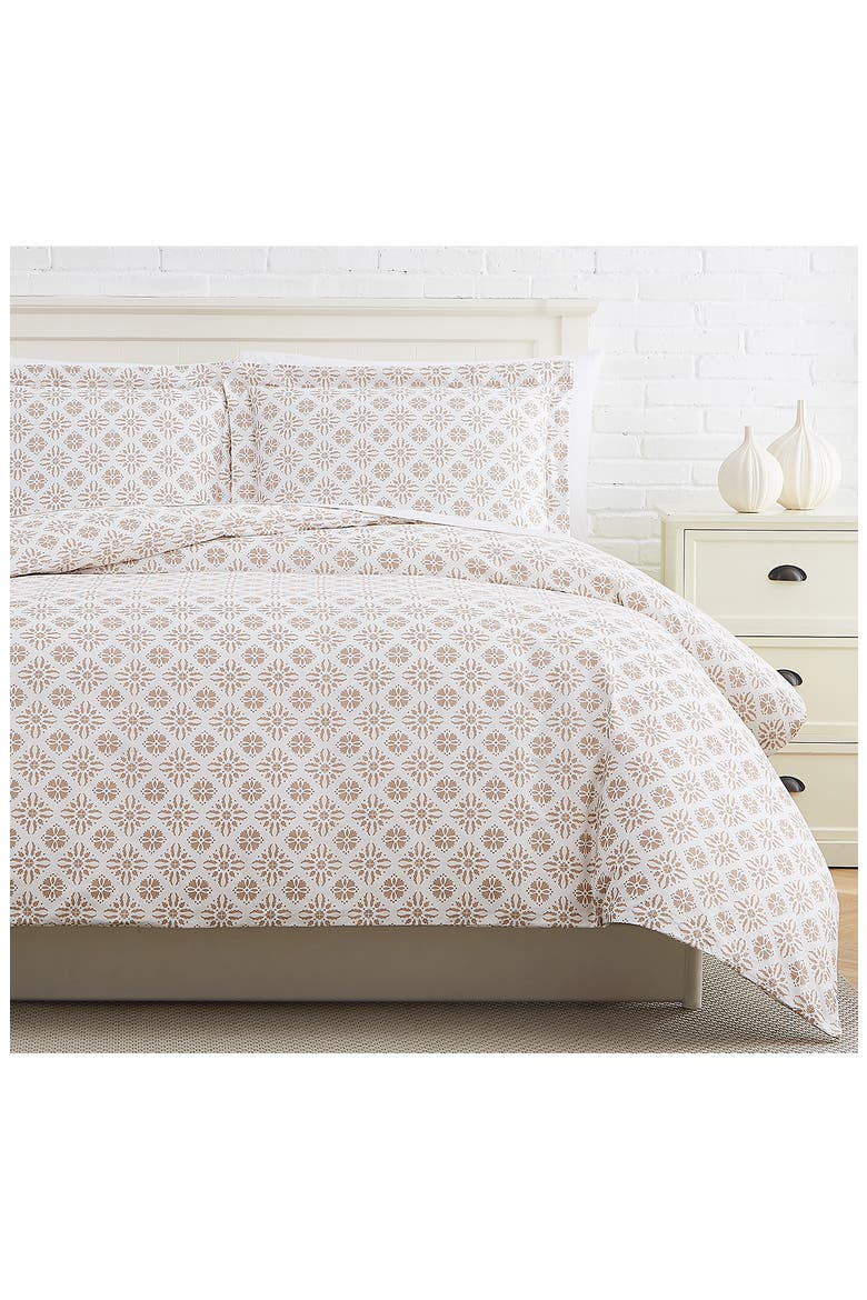 Premium Collection 300 Thread-Count Long Staple Cotton Oversized Duvet Cover Set, Alternate, color, AZTEC DREAMS TAUPE