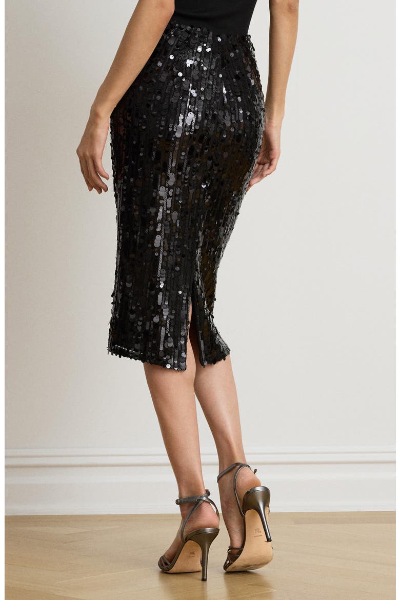 Sequined Mesh Midi Pencil Skirt, Alternate, color, BLACK