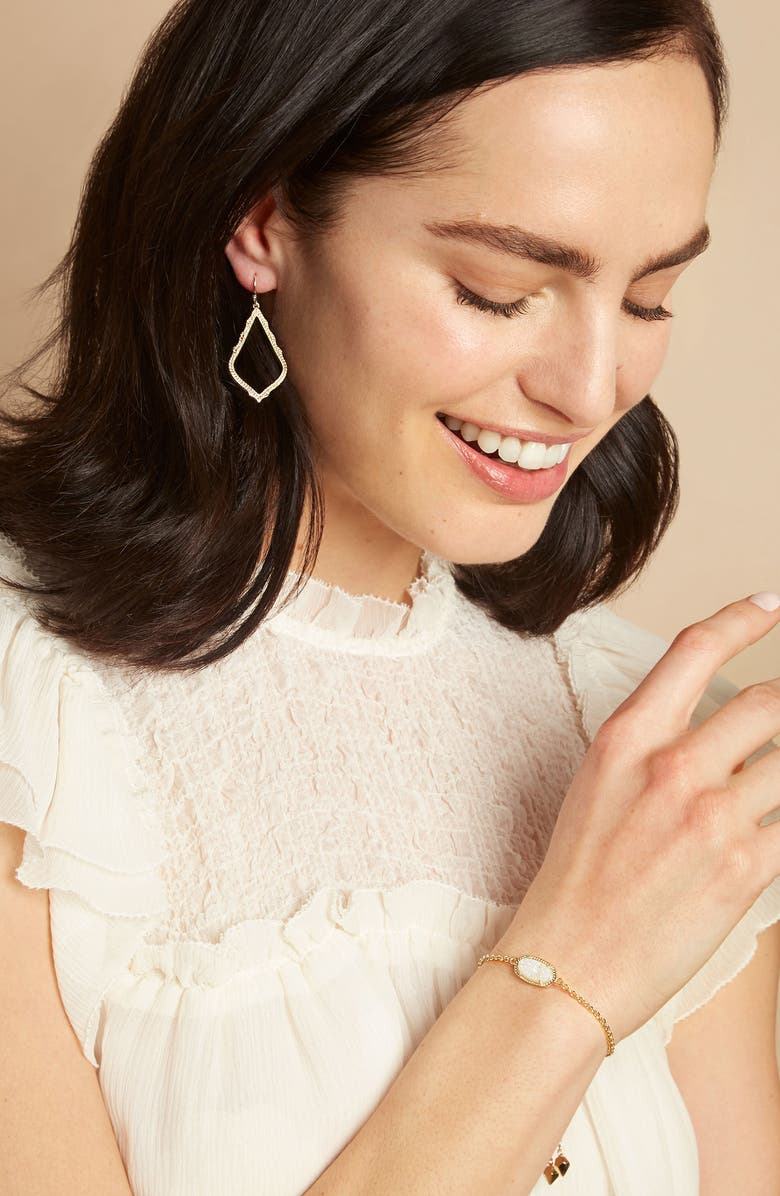 KENDRA SCOTT: RHODIUM/ IRIDESCENT DRUSY MINI ELAINA STRETCH BRACELET main image 1