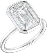 LuvMyJewelry Meira 14K Gold Emerald Cut Lab Grown Diamond Bezel Solitaire Engagement Ring - 4 cts