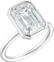 LuvMyJewelry Alessia 14K Gold Emerald Cut Lab Grown Diamond Bezel Solitaire Engagement Ring - 3 cts