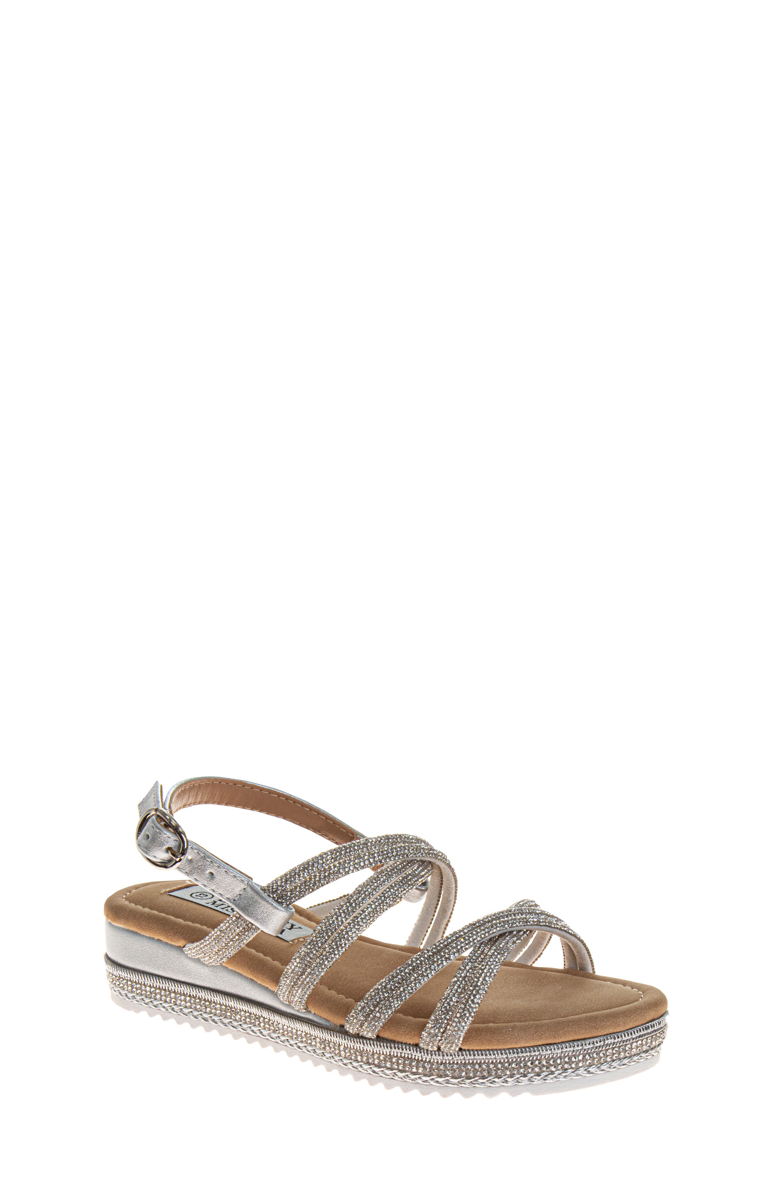 Badgley Mischka Collection Kids' Rhinestone Platform Sandal, Main, color, 