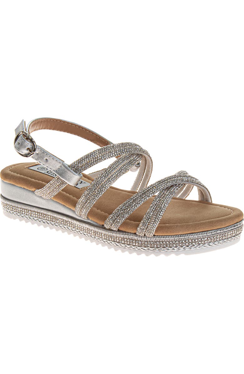 Badgley Mischka Collection Kids' Rhinestone Platform Sandal, Main, color,