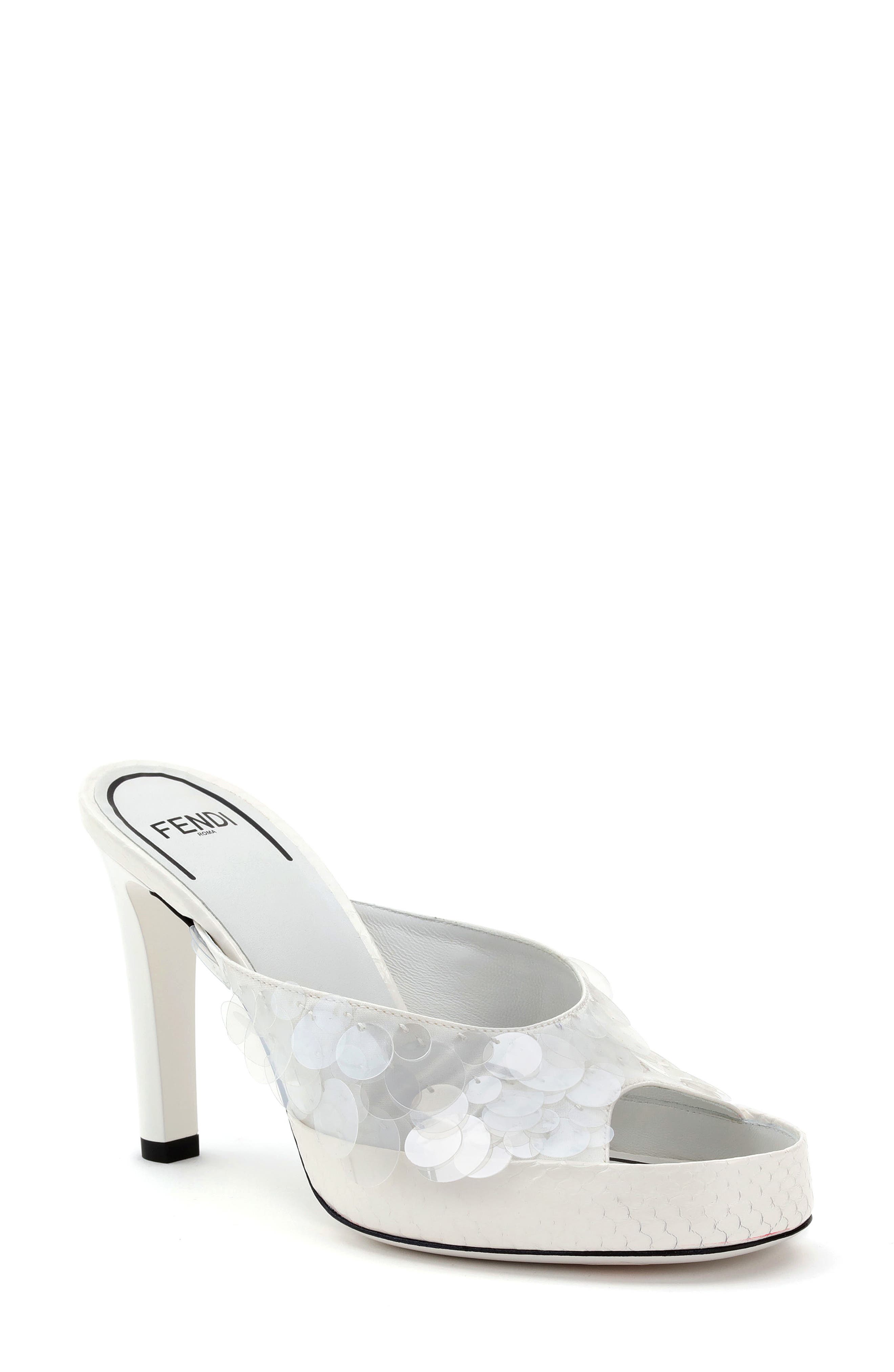 Fendi Reflections Genuine Snakeskin Platform Mule, Main, color, 