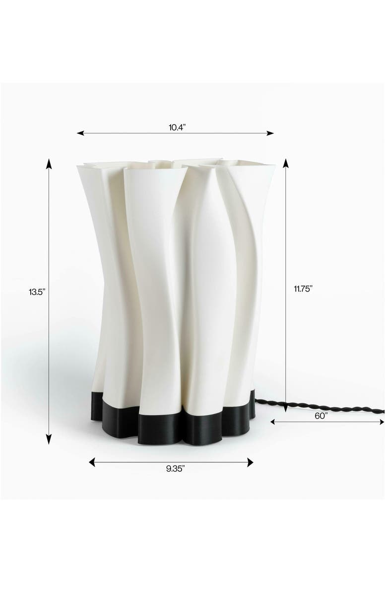 JONATHAN Y Flame 13.5" Modern Bohemian Plant-Based PLA 3D Printed Dimmable LED Table Lamp, Alternate, color, White/Black