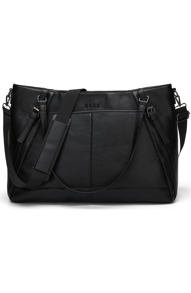 ELLE Leisure Luxe 33L Vegan Leather Weekender Duffel Bag, Main, color, Black