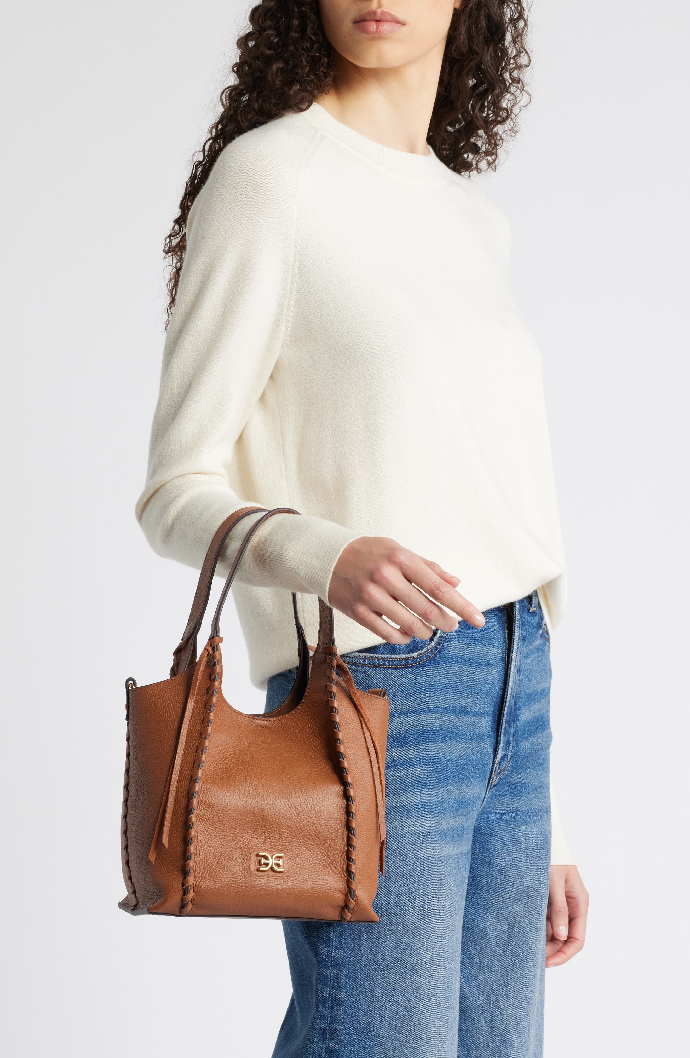 Sam Edelman Sylvia Whipstitch Leather Crossbody Tote, Alternate, color, 