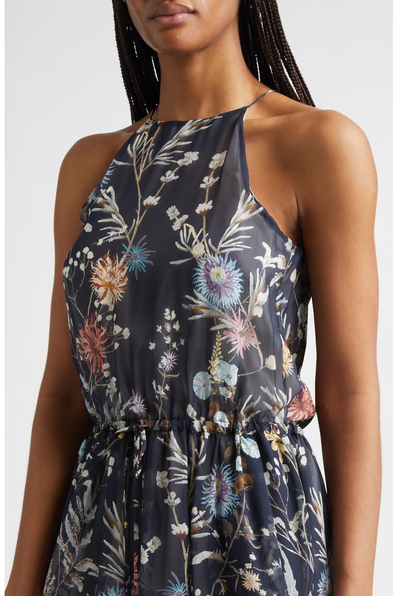 Floral Silk Chiffon Maxi Dress, Alternate, color, BLUE