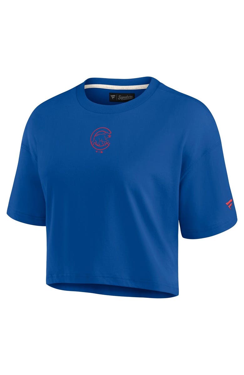 Fanatics Signature Women's Fanatics Signature Royal Chicago Cubs Elements Super Soft Boxy Cropped T-Shirt, Alternate, color, Royal