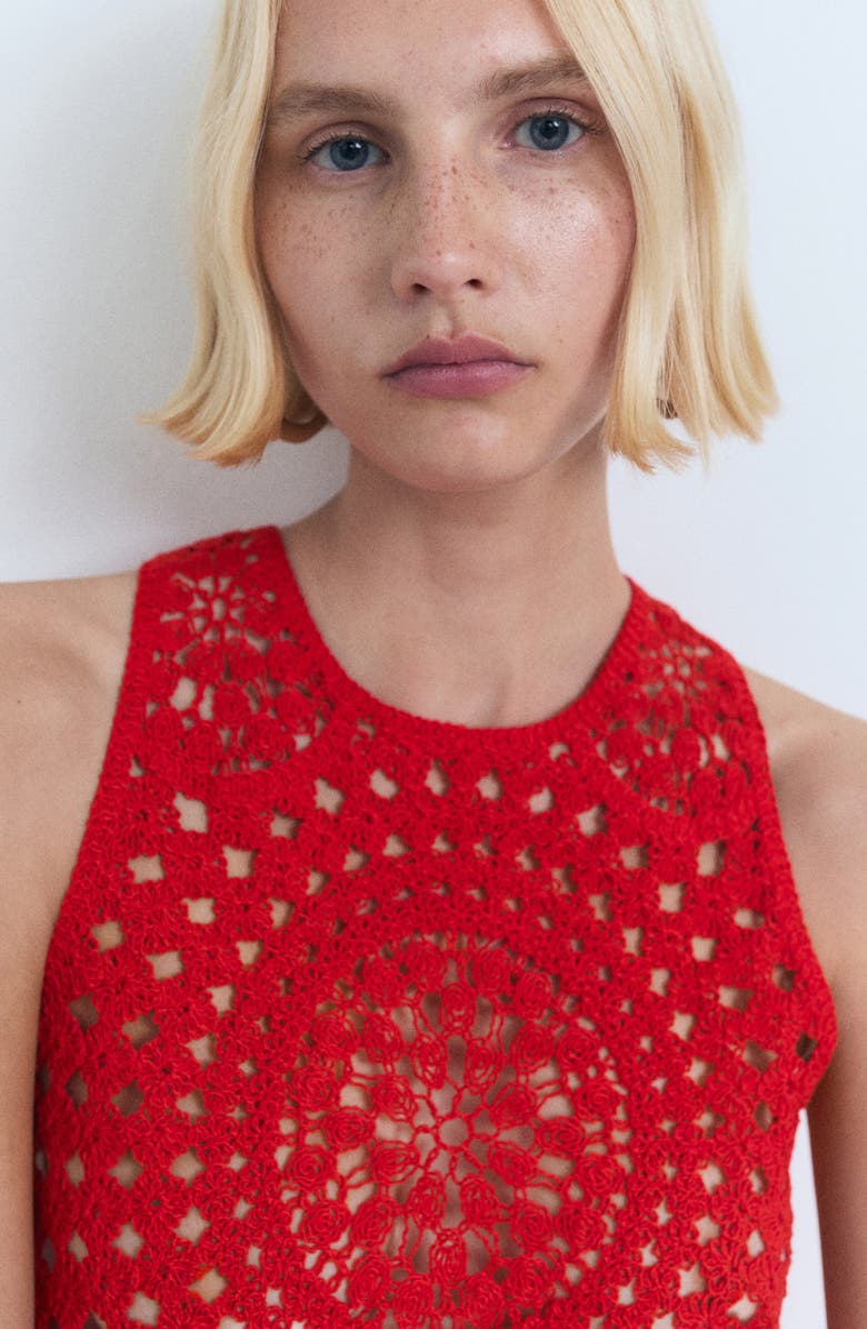 MANGO Crochet Tank, Alternate, color, Red