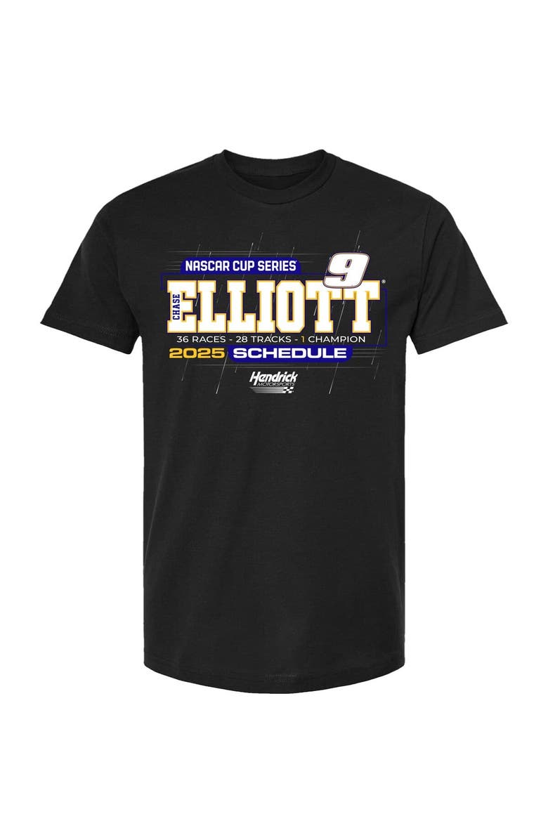 HENDRICK MOTORSPORTS TEAM COLLECTION Men's Hendrick Motorsports Team Collection Black Chase Elliott 2025 NASCAR Cup Series Schedule T-Shirt, Alternate, color, Black