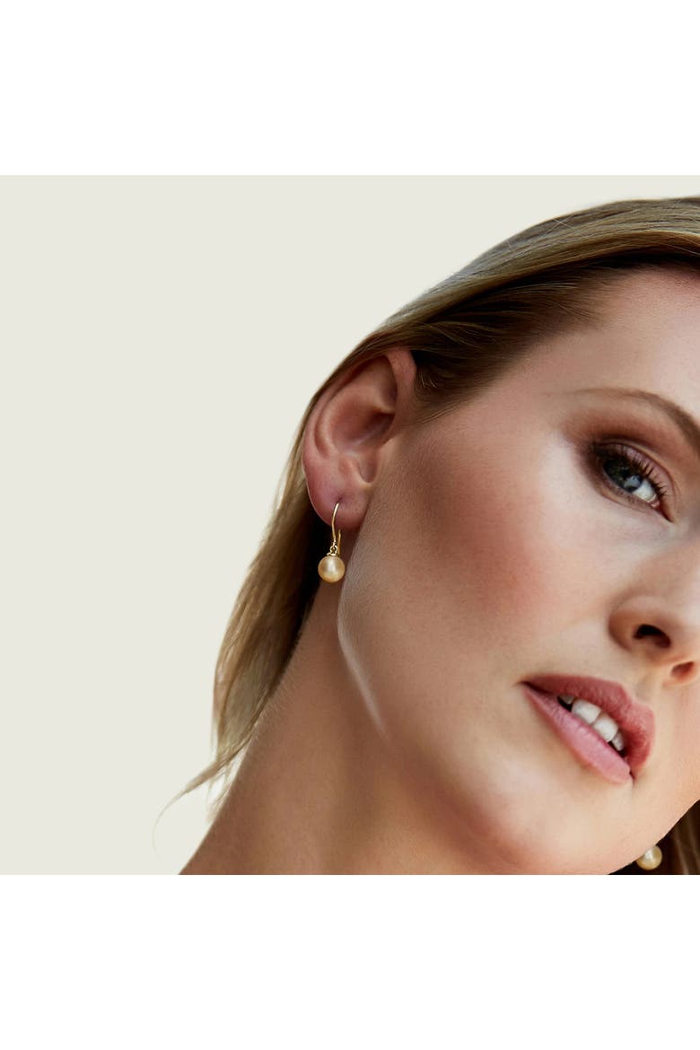 Golden South Sea Pearl Linda Earrings, Alternate, color, Yellow Gold