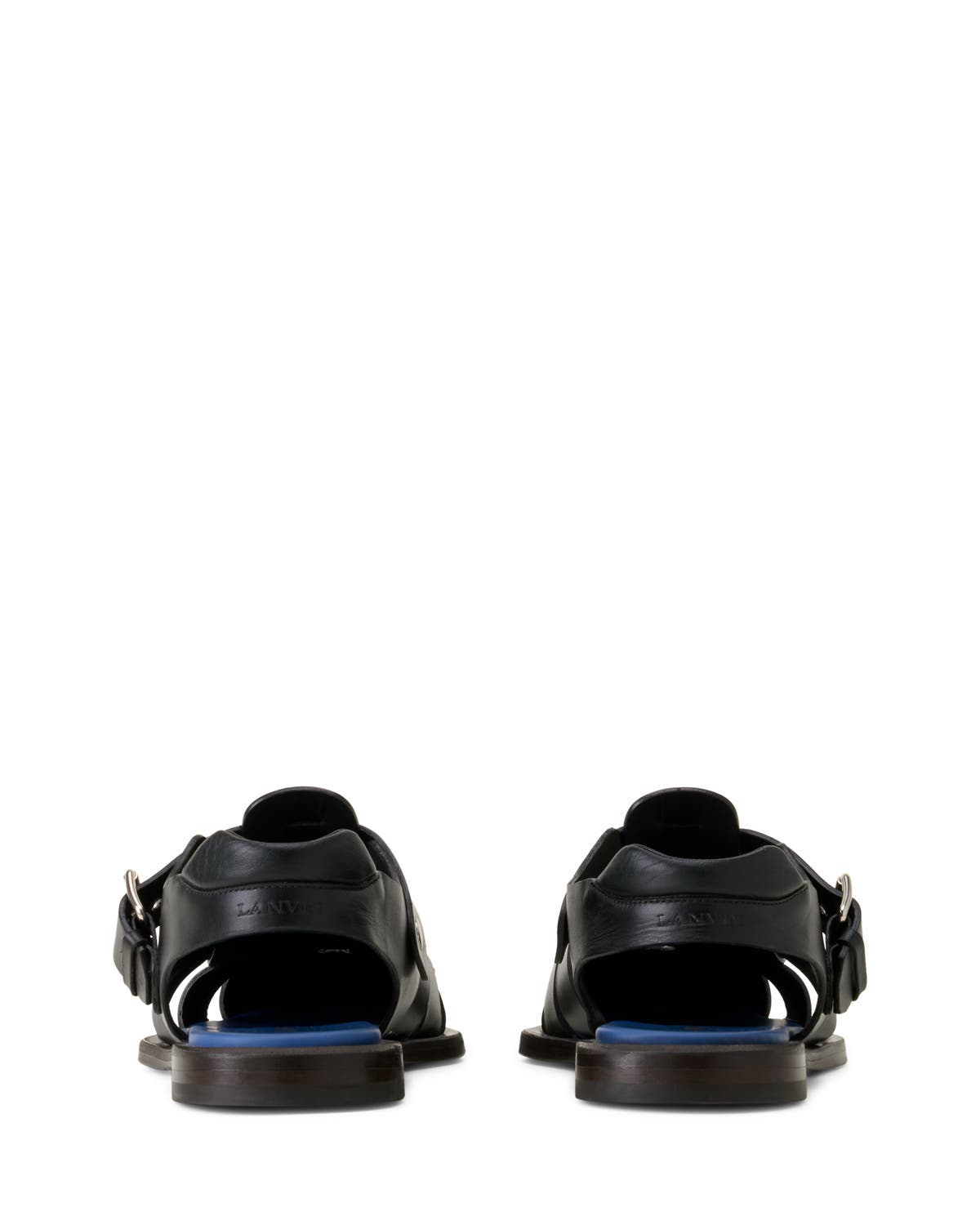 Lanvin Pointed-Toe Leather Sandals, Alternate, color, Black