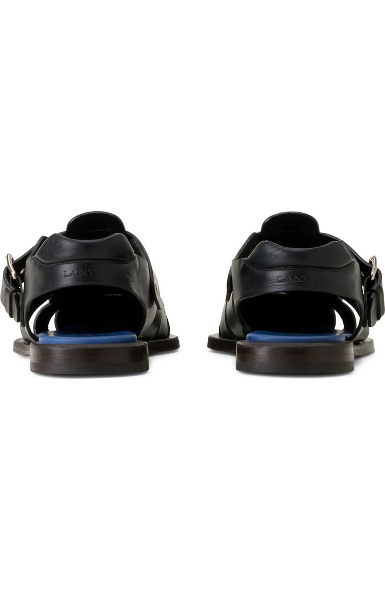 Lanvin Pointed-Toe Leather Sandals, Alternate, color, Black