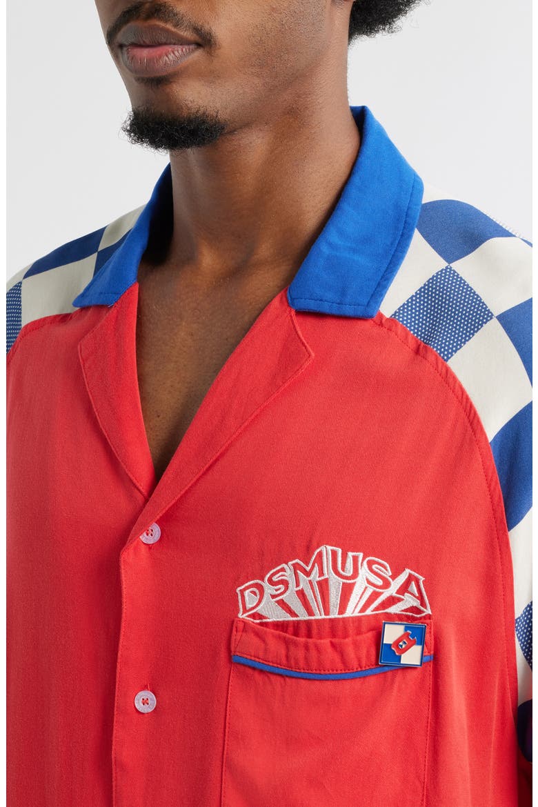 Pit Crew Camp Shirt (Nordstrom Exclusive), Alternate, color, RED/BLUE