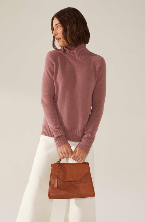 Italic Emma Cashmere Relaxed Turtleneck Sweater In Brown