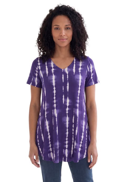 Ultra Drape V Neck Short Sleeve Swing Tunic