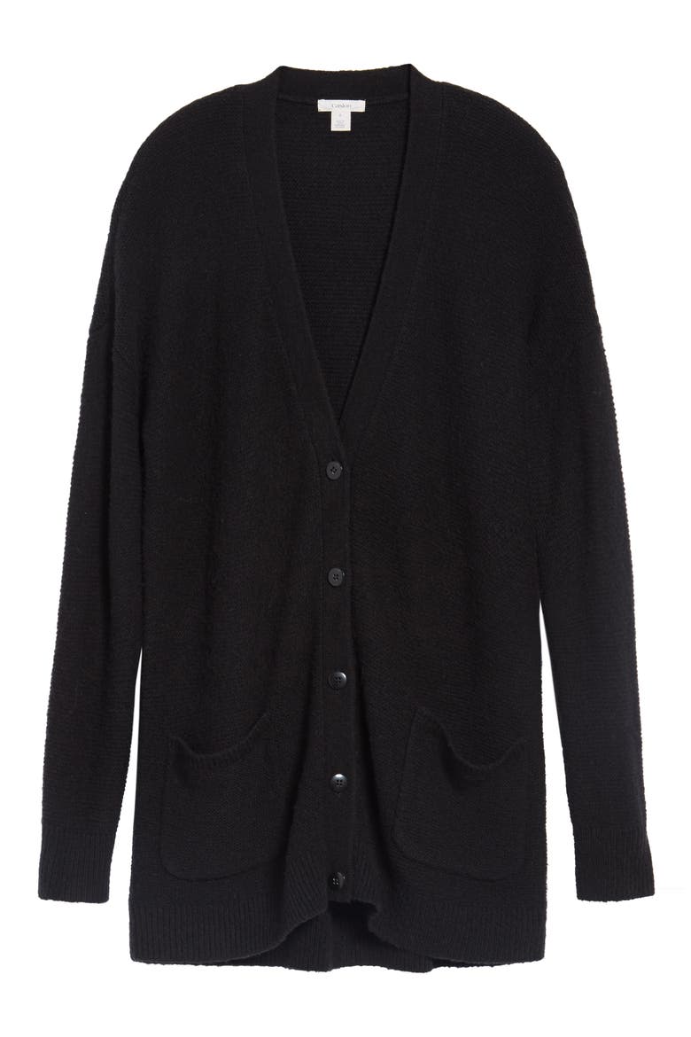 Relaxed Boyfriend Cardigan, Alternate, color, BLACK
